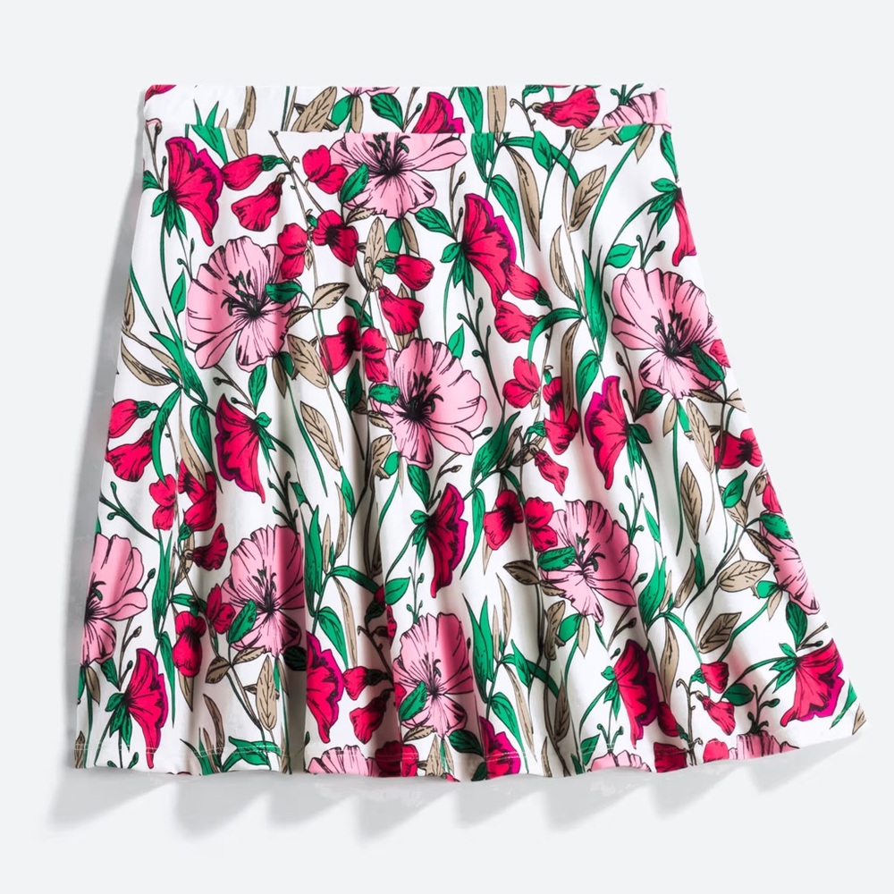French Grey Floral Skater Skirt - XXL